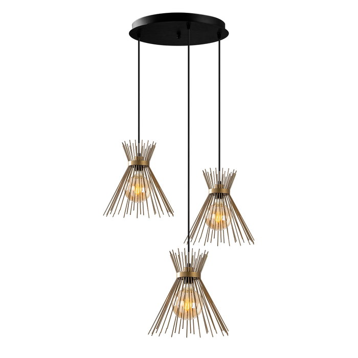 Opviq Kirpi - 3086 Lámpara de araña dorada con altura ajustable